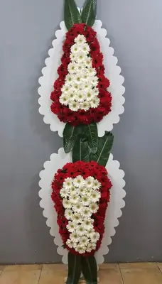 Modern Saygı - Kırmızı ve Beyaz Daire Çelenk - 1 (İşleniyor...)